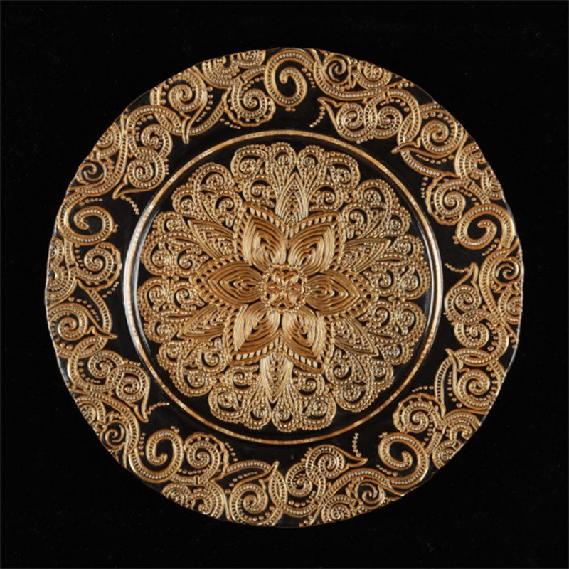 glass charger plate 1 Wholesale Glass Charger Plate PZ-053 - Image 1